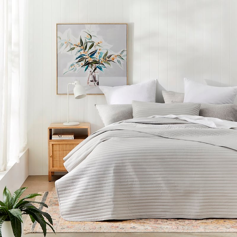 Maverick Grey Quilted Microfibre Coverlet Set