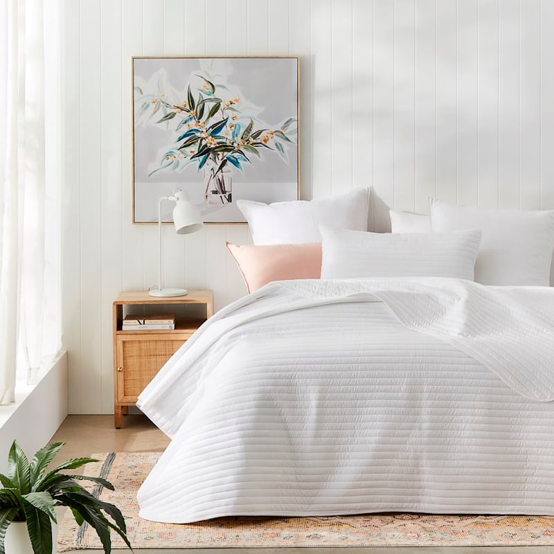 Maverick White Quilted Microfibre Coverlet Set