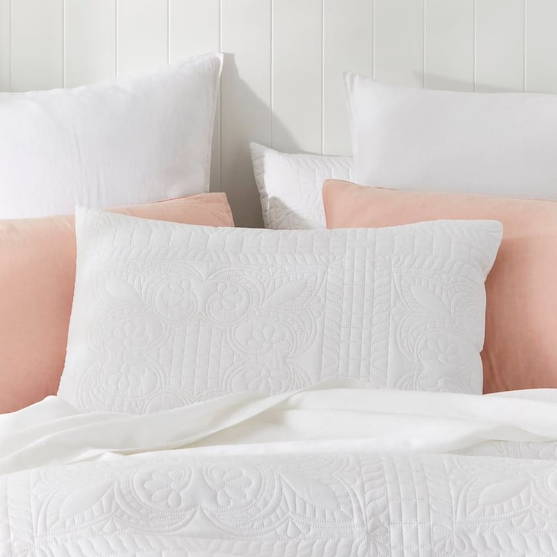 Mabel White Quilted Microfibre Coverlet Set