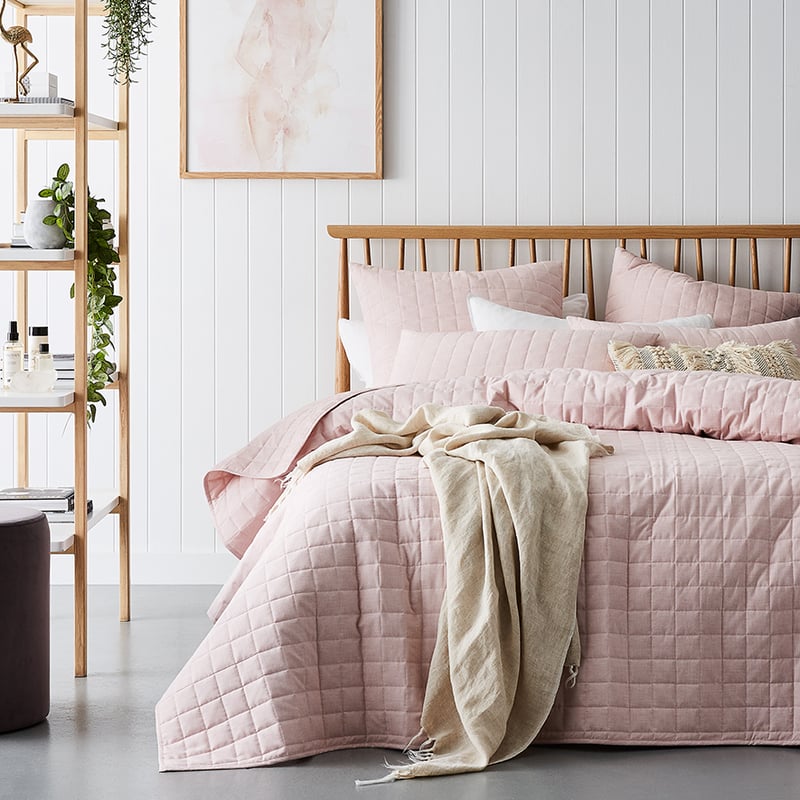 Austin Chambray Coverlet in Ash Rose