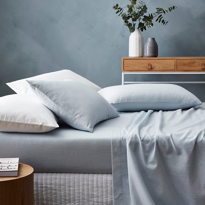 Flannelette Plain Dye Sheet Set Blue