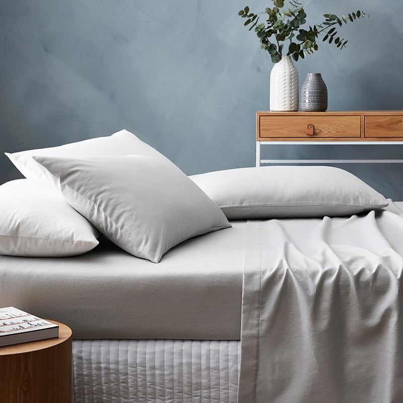 Flannelette Plain Dye Grey Sheet Set