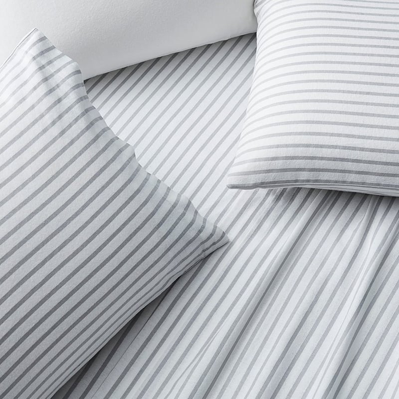 Stripe Flannelette Printed Sheet Set Grey