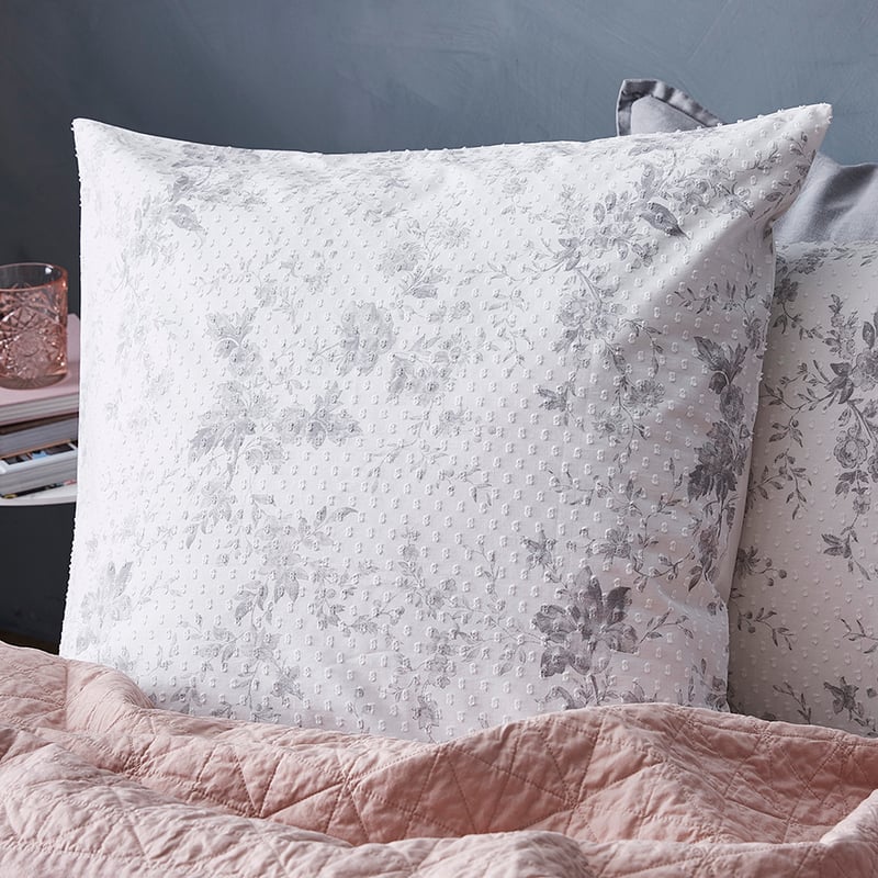 Jasmine Floral Quilt Cover Set Grey