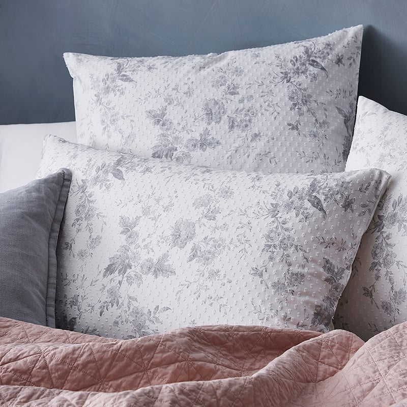 Jasmine Floral Quilt Cover Set Grey