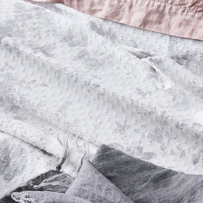 Jasmine Floral Quilt Cover Set Grey