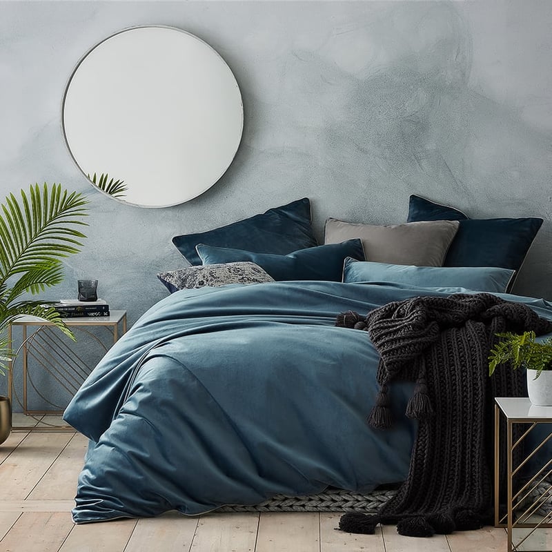 Zara Velvet Quilt Cover Set in Royal