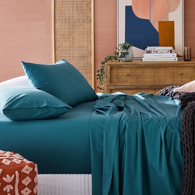 Prewashed Cotton Bedlinen Single Azure Sheet Set