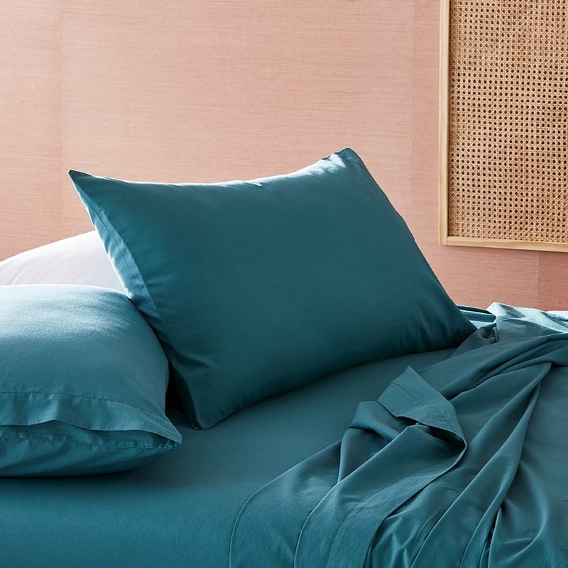 Prewashed Cotton Bedlinen Single Azure Sheet Set