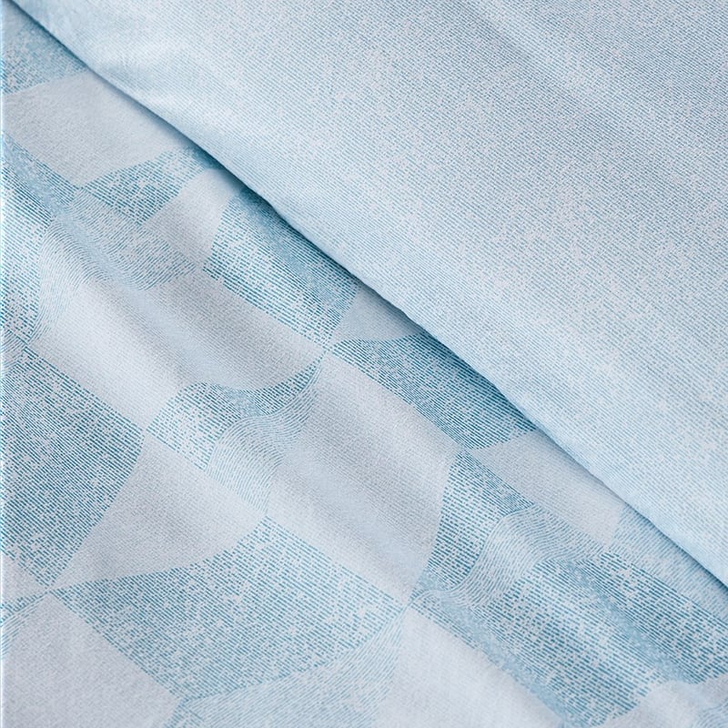 Prewashed Cotton Printed Bedlinen Queen Blue Triangle Quilt Cover Set