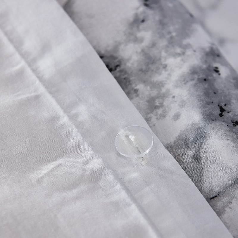 Prewashed Cotton Printed Bedlinen Double White Marble Quilt Cover Set