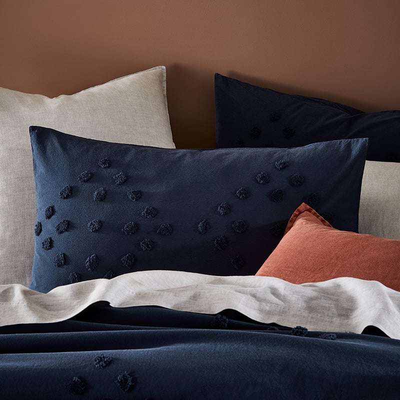 Poppy Chenille Bedlinen Super King Navy Quilt Cover Set