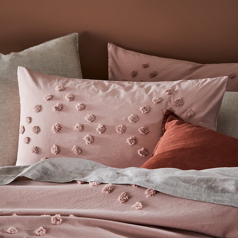 Poppy Chenille Bedlinen Double Pink Quilt Cover Set