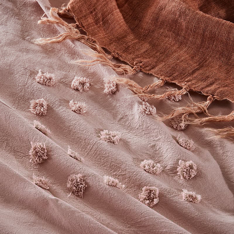 Poppy Chenille Bedlinen Double Pink Quilt Cover Set