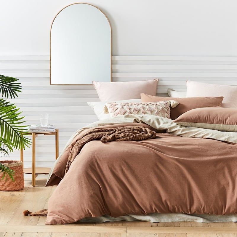 Olsen Linen Cotton Natural & Clay Quilt Cover Set