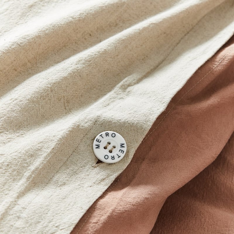 Olsen Linen Cotton Natural & Clay Quilt Cover Set