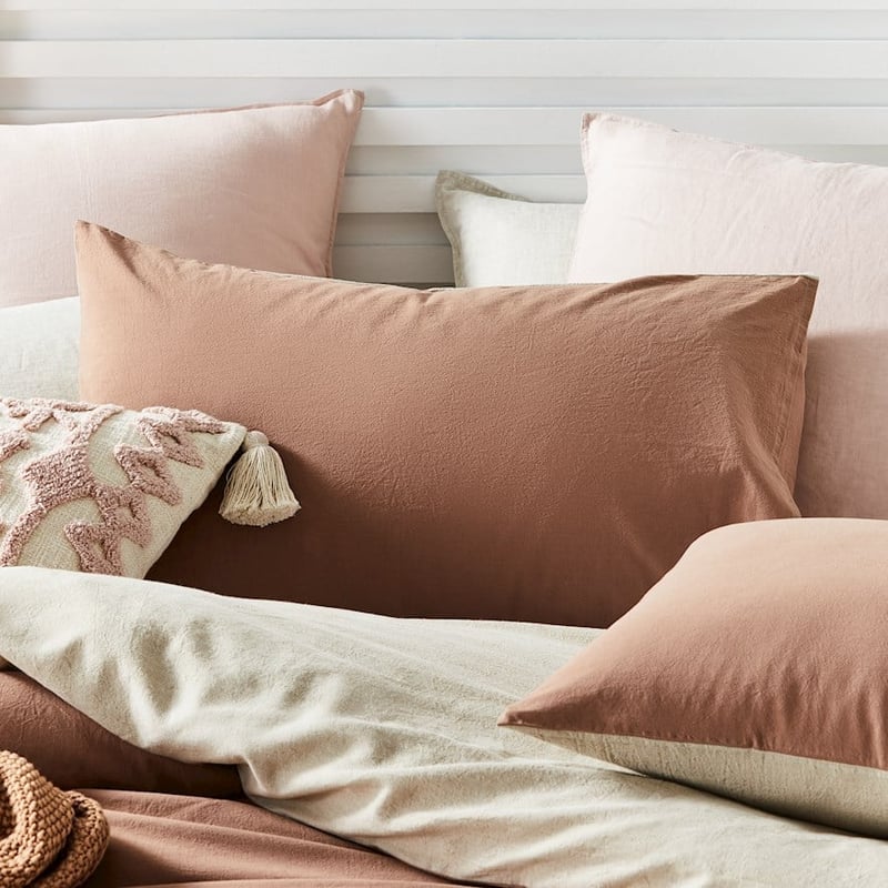 Olsen Linen Cotton Natural & Clay Quilt Cover Set