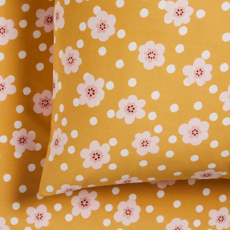 Perfect Cotton Percale Mustard Floral Sheet Set