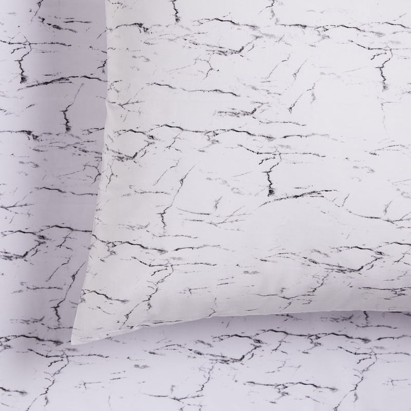 Perfect Cotton Percale White Marble Sheet Set