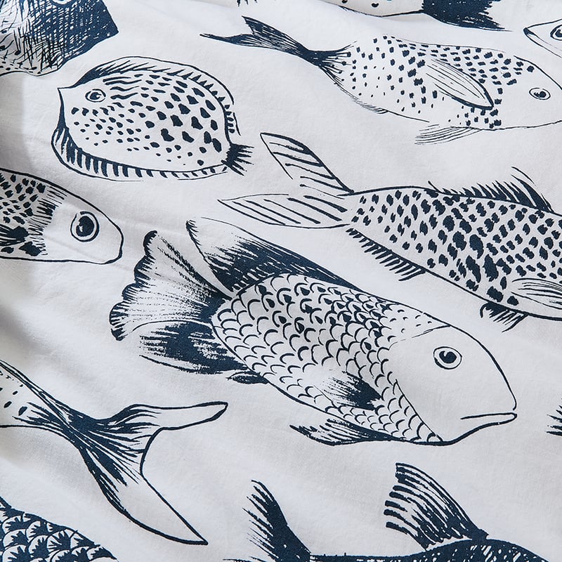 Something Fishy Navy Quilt Cover Set