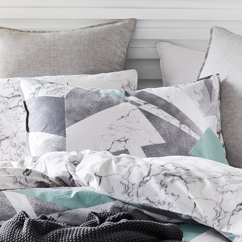 Carrara Marble White Quilt Cover Set