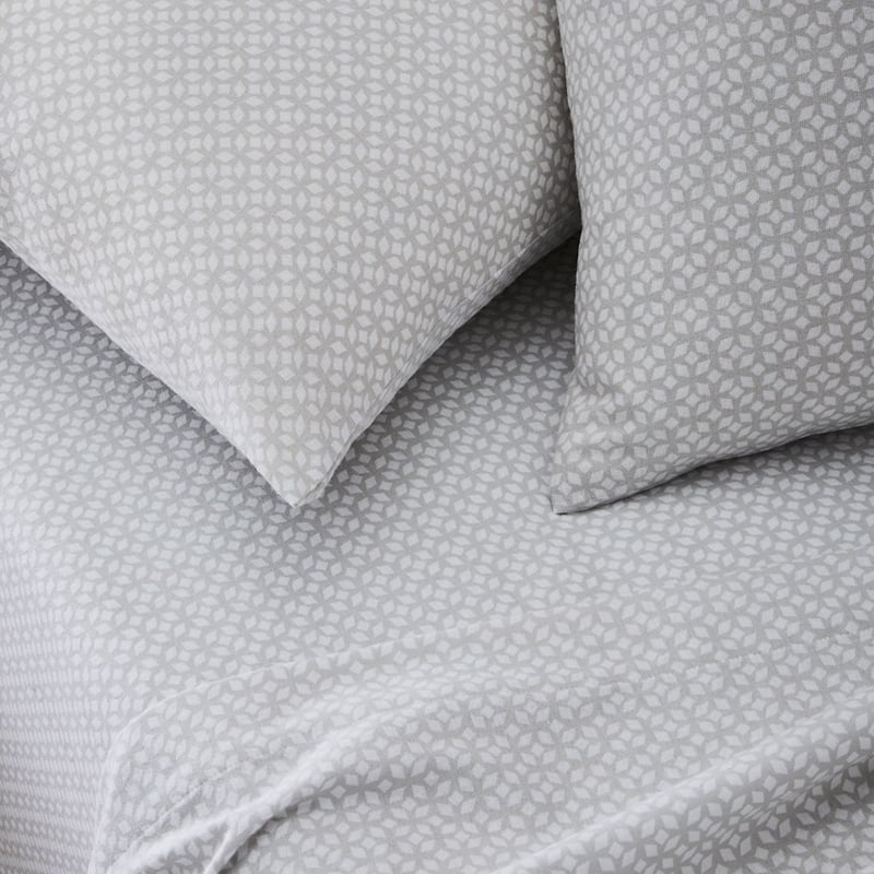 Printed Flannelette Silver Moroccan Sheet Set