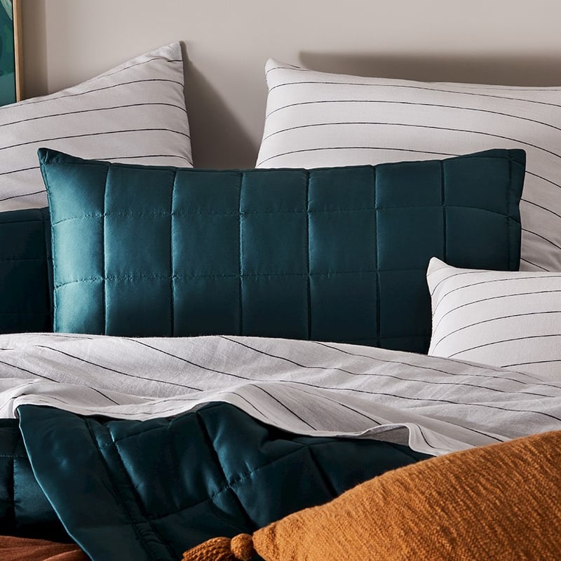 Alma Deep Teal Quilted Pillowcase