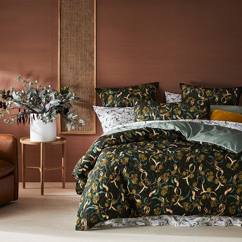 Dana Kinter Wattle Quilted Dark Green Pillowcase