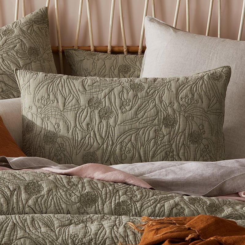Gumnut Leaf Quilted Pillowcase