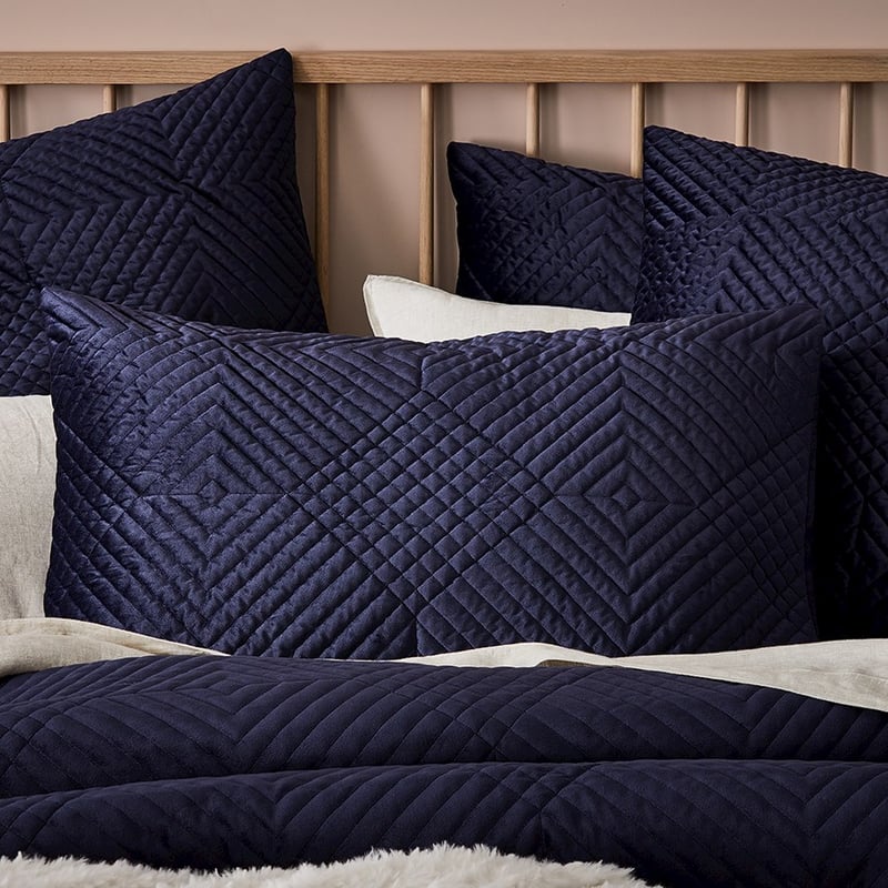 Ellery Velvet Quilted Bedlinen Single Navy QC