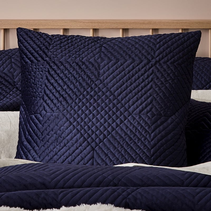 Ellery Velvet Quilted Bedlinen Single Navy QC