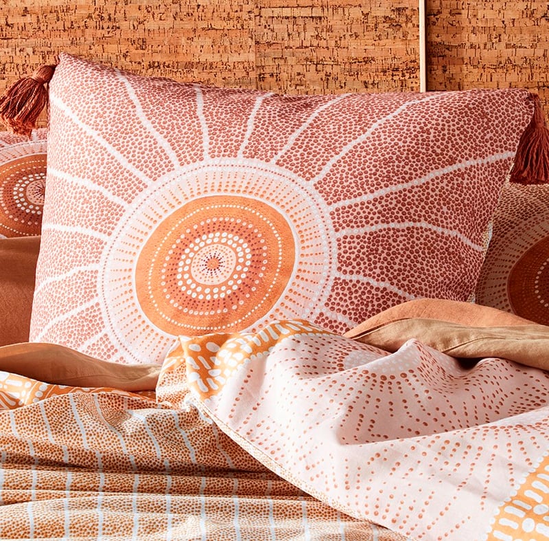 Brad Turner Jalngay Ngahriyan Bedlinen Euro Each Pink Earth P/Case