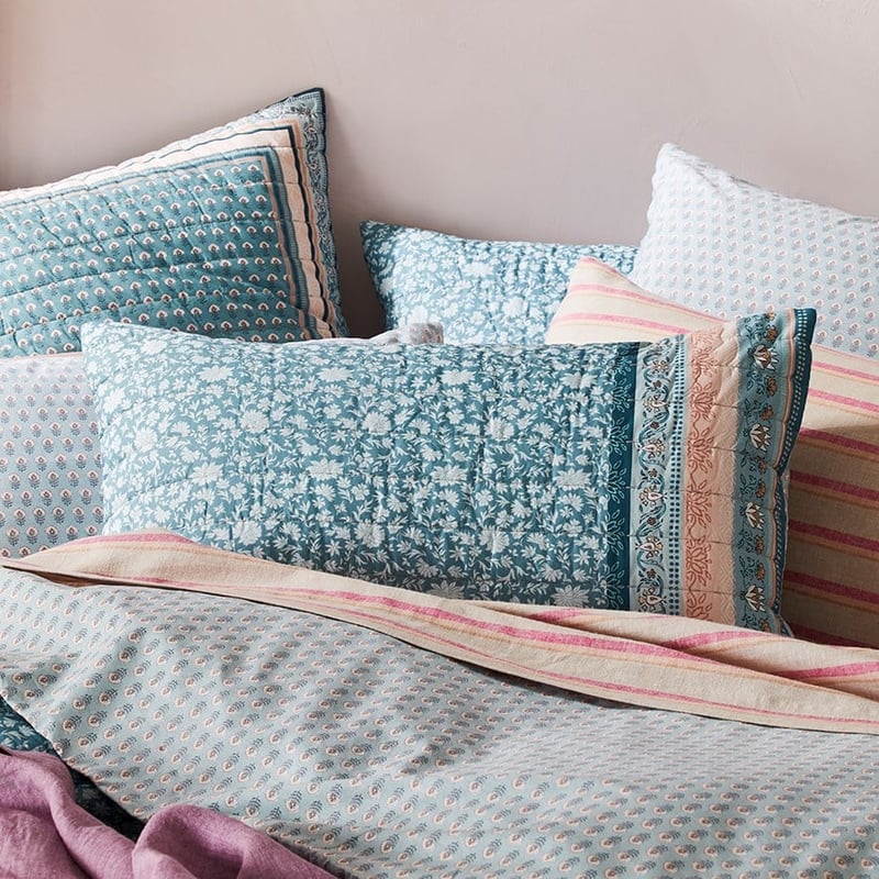 Delhi Quilted Turquoise Pillowcase