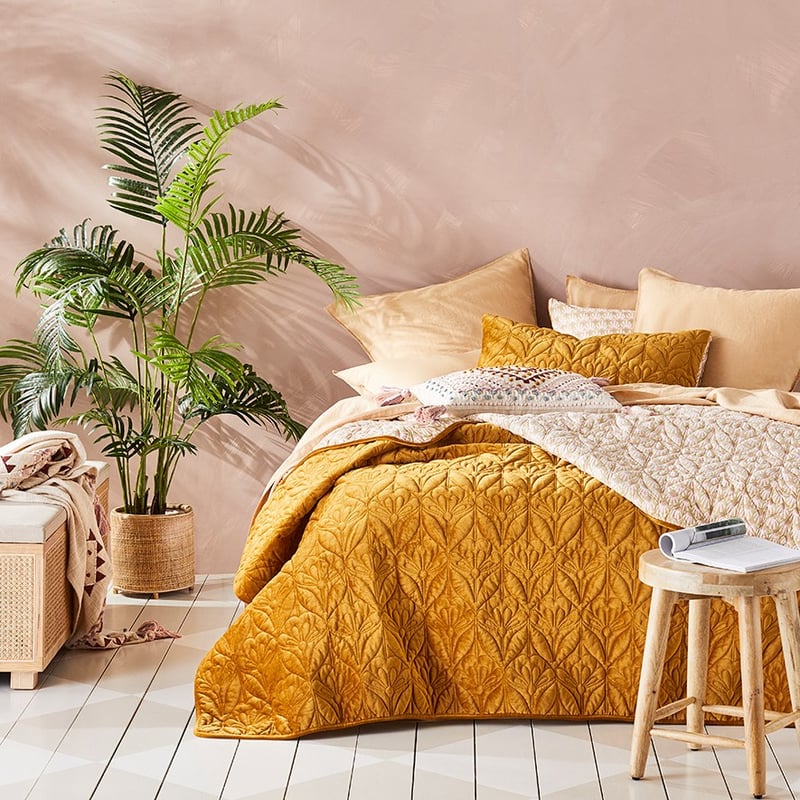 Krisha Gold Quilted Pillowcase