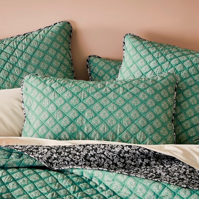 Ravi Green Quilted Pillowcase