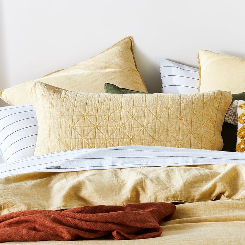 Vintage Washed Linen Sorbet Quilted Pillowcase