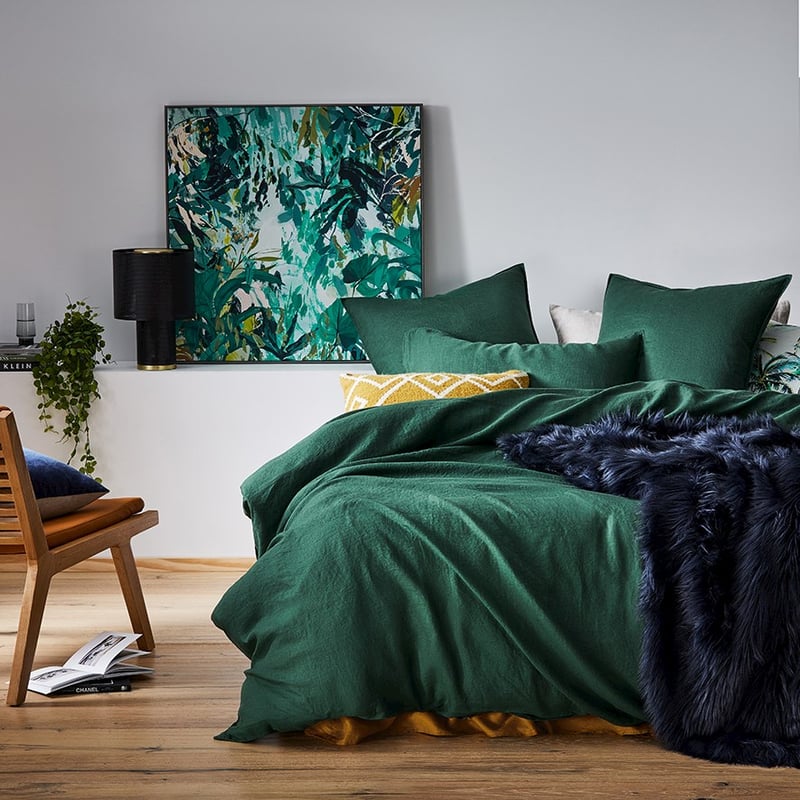 Vintage Washed Linen Ivy Pillowcase