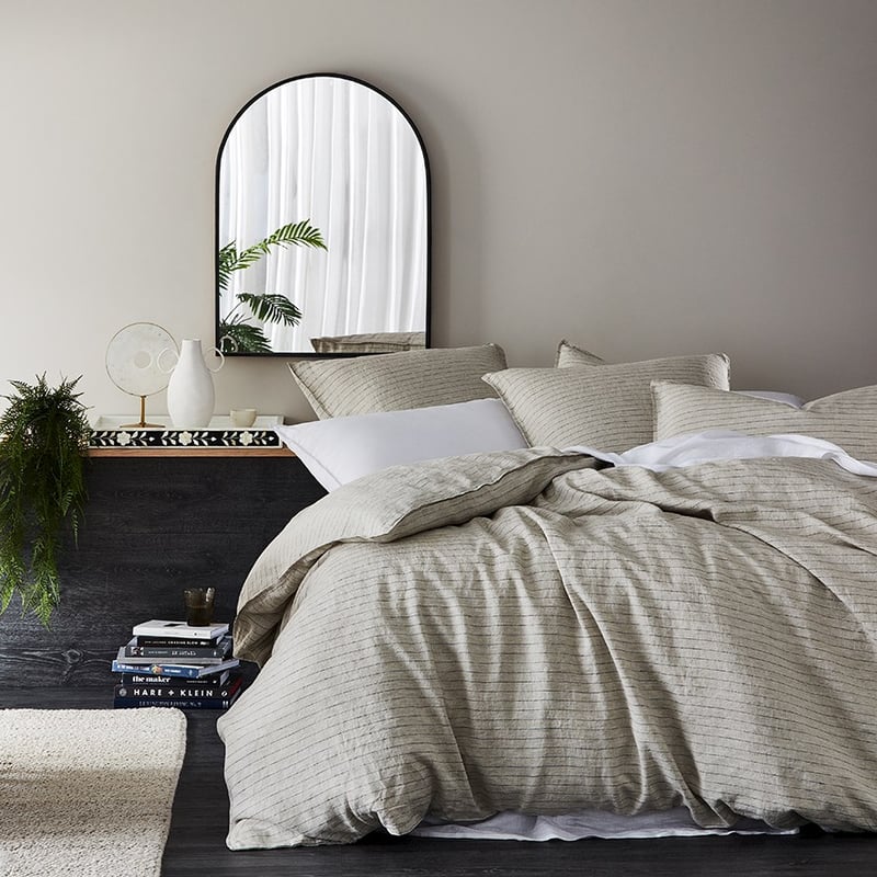 Vintage Washed Linen Navy & Linen Stripe Pillowcase