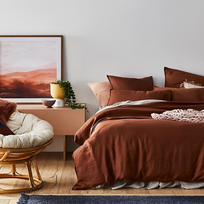 Vintage Washed Linen Paprika Pillowcase