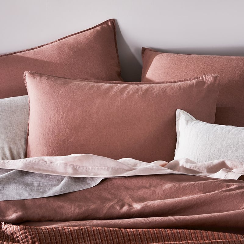 Vintage Washed Linen Rose Pillowcase