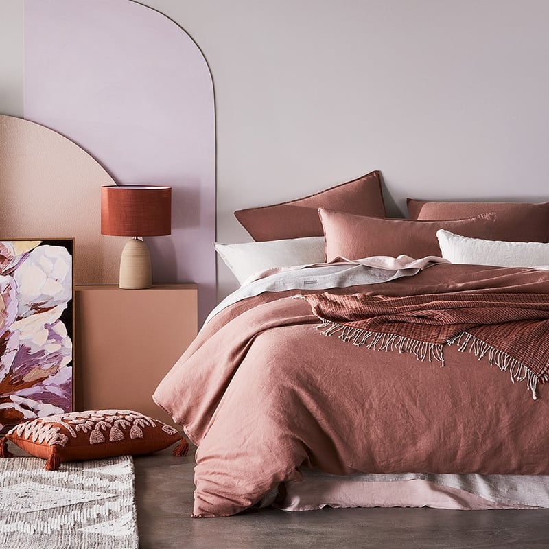 Vintage Washed Linen Rose Pillowcase