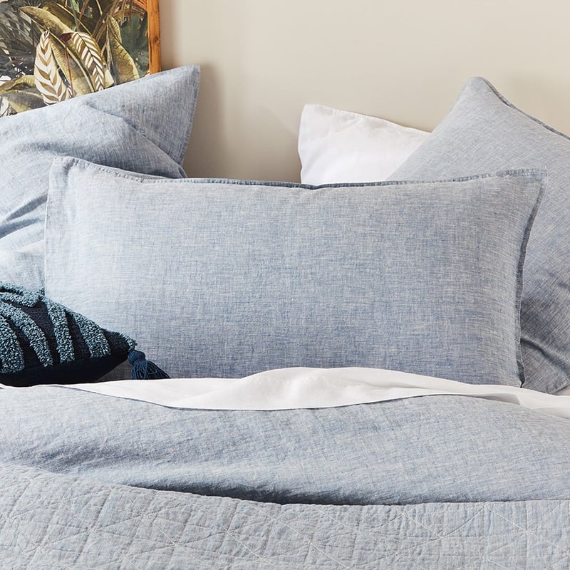 Vintage Washed Linen Sky Blue Pillowcase