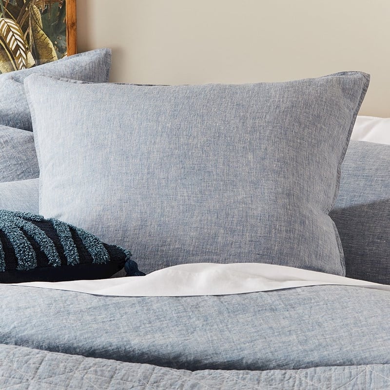 Vintage Washed Linen Sky Blue Pillowcase