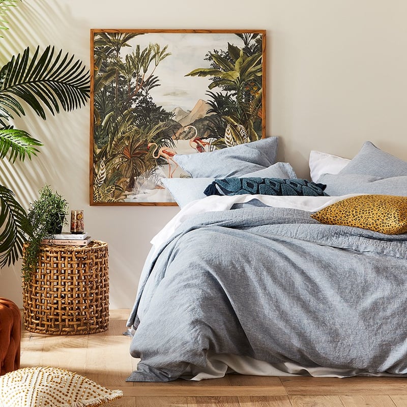 Vintage Washed Linen Sky Blue Pillowcase