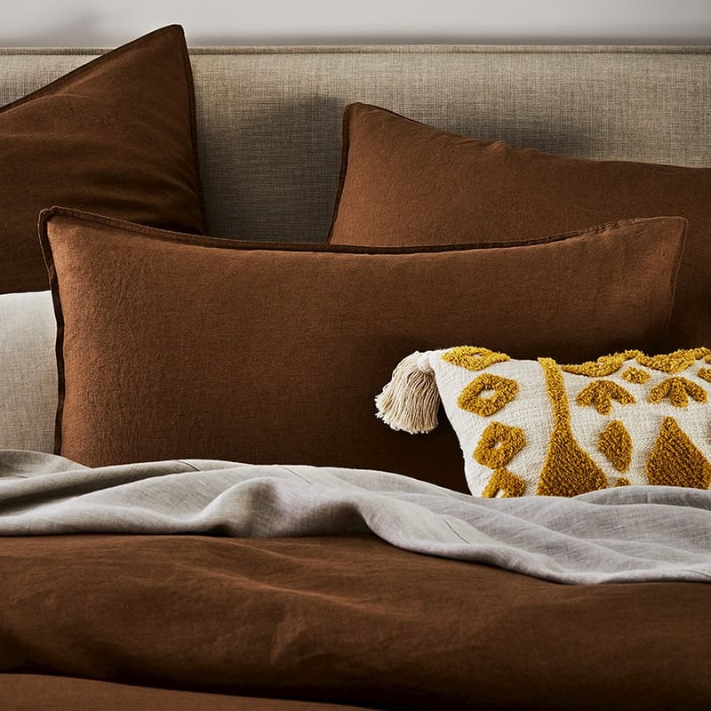 Vintage Washed Linen Tobacco Pillowcase