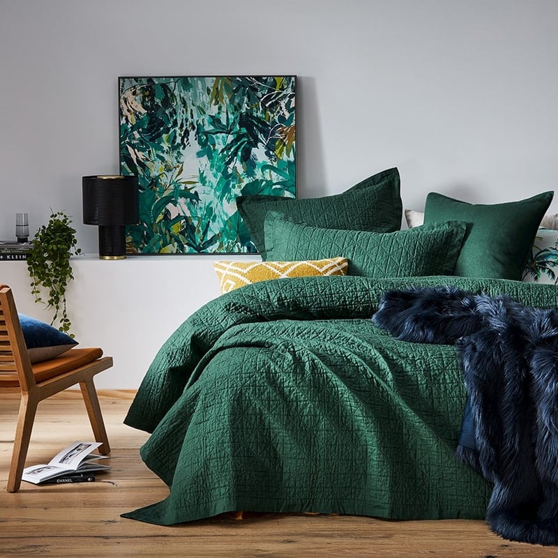 Vintage Washed Linen Ivy Quilted Pillowcase