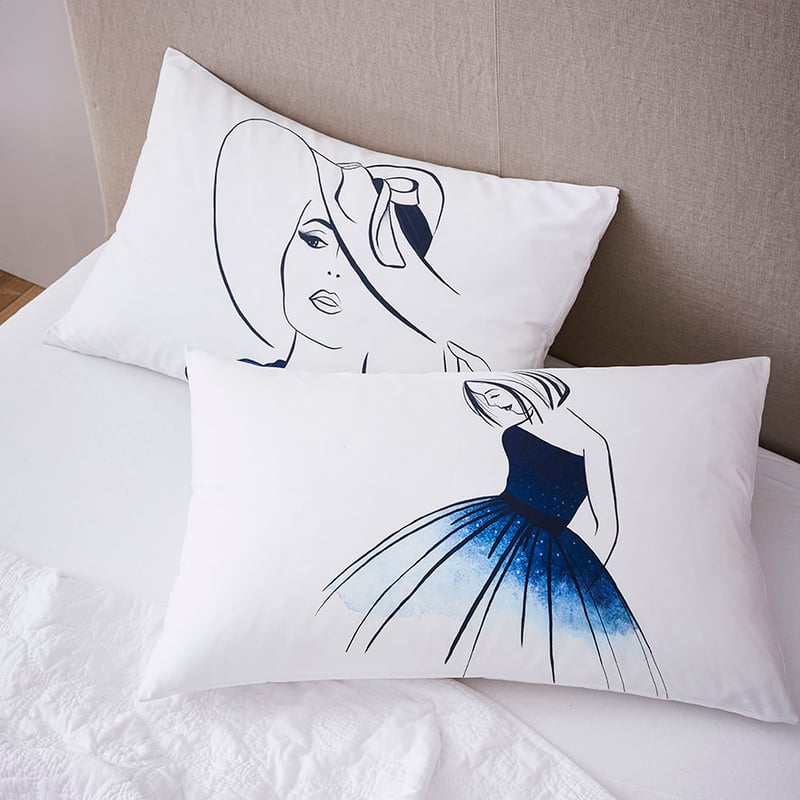 Text Pillowcase Girl in Dress 