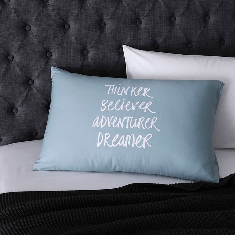 Text Pillowcase Thinker Believer Adventurer Dreamer