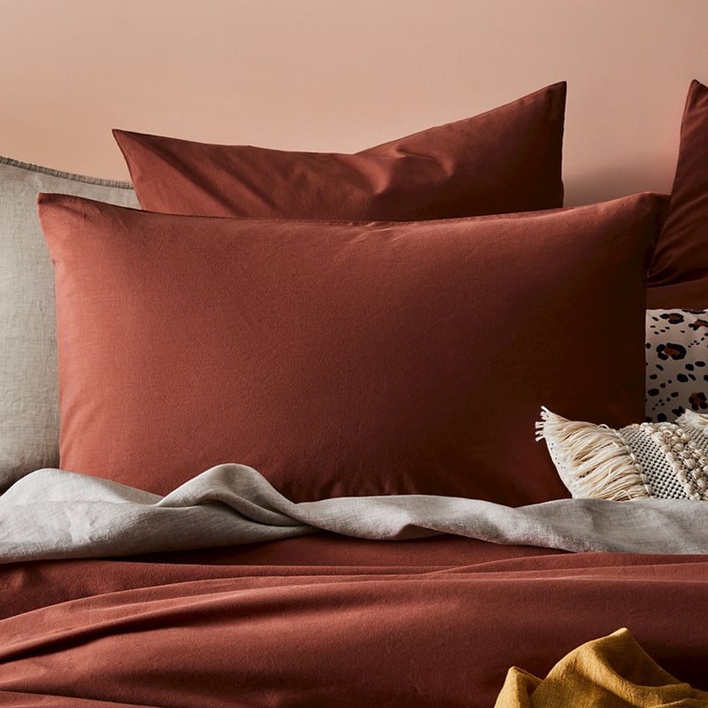 Stonewashed Cotton Clay Pillowcase