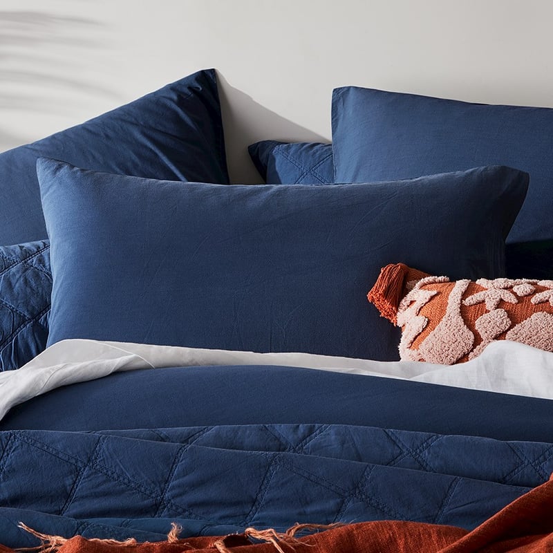 Stonewashed Cotton China Blue Pillowcase